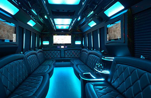 LED laser lighting in a party bus