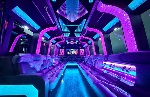 party bus with coolers and bars